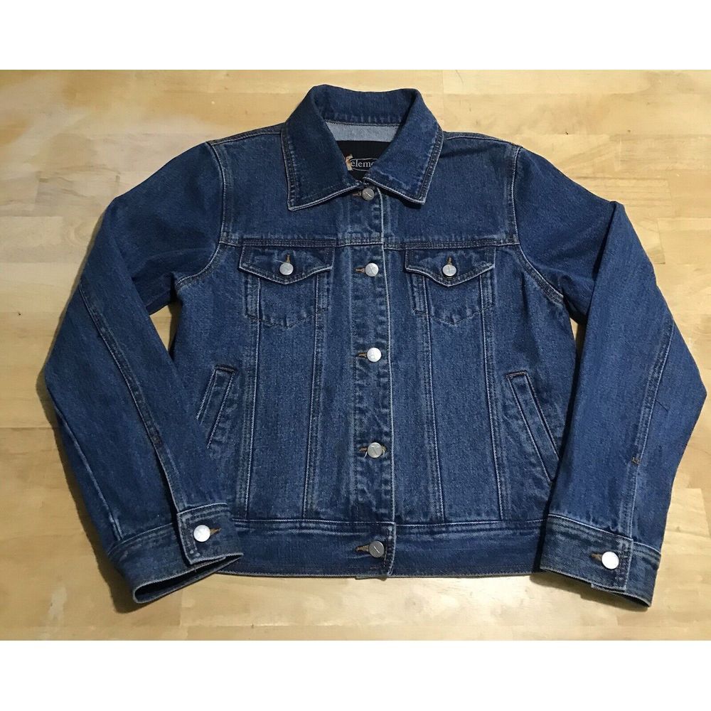 XELEMENT Blue Denim‎ Motorcycle Riding Jean Jacket Biker Coat Women's L Large